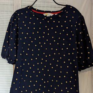 Boden, Navy with Gold Polka Dot T-Shirt Size 4